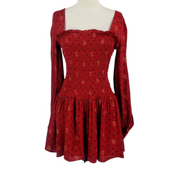 Free People Two Faces Smocked Mini Dress - Picture 5 of 9